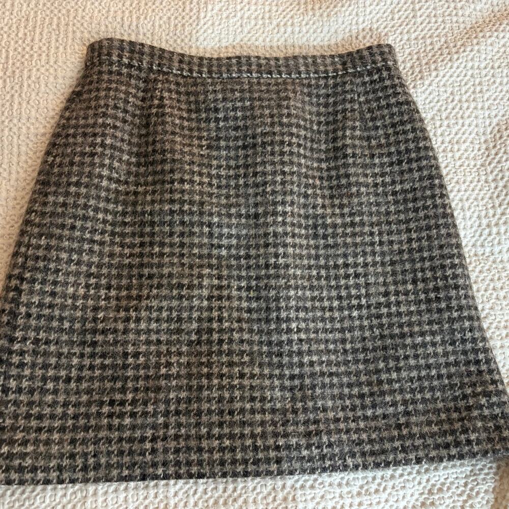 L.L. BEAN Wool Alpaca Mohair Blend Skirt Houndstooth Dark Academia Preppy 10